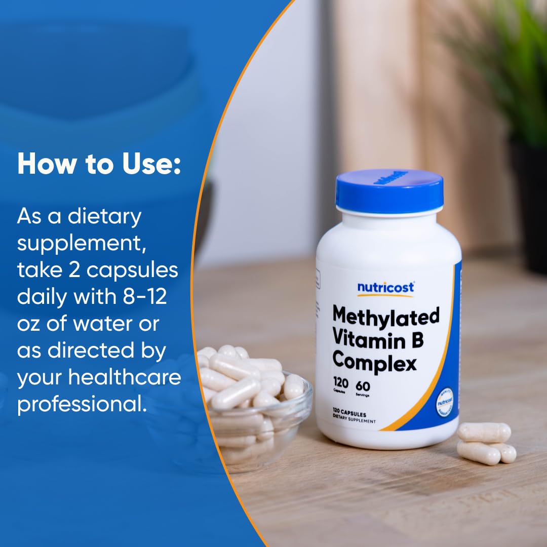 Buy Nutricost Methylated Vitamin B Complex 120 Capsules - (60 Servings) Gluten-Free Online