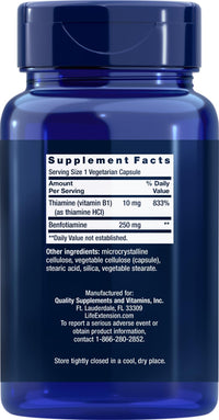 Thumbnail for Life Extension Mega Benfotiamine, 250 mg, 180 Veg caps with Thiamine - Vitamin B1 Supplement
