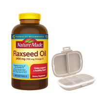 Thumbnail for Nature Made Flaxseed Oil 1400 mg, 300 Softgels, Provides 700 mg ALA Omega-3 per Serving, Bundle with a Pill Oragnizer (2 Items)
