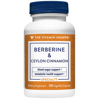 Thumbnail for The Vitamin Shoppe Berberine Ceylon Cinnamon Supports Blood Sugar (120 Vegetable Capsules)