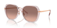 Thumbnail for COACH Women's HC8403D Square Sunglasses, Transparent Rose/Brown Pink Gradient, 59 mm