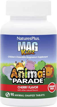 Thumbnail for NaturesPlus Animal Parade Source of Life Sugar-Free MagKidz Children's Magnesium Supplement - Natural Cherry Flavor - 90 Count (Pack of 1) - Bone & Muscle Health Support - Gluten-Free