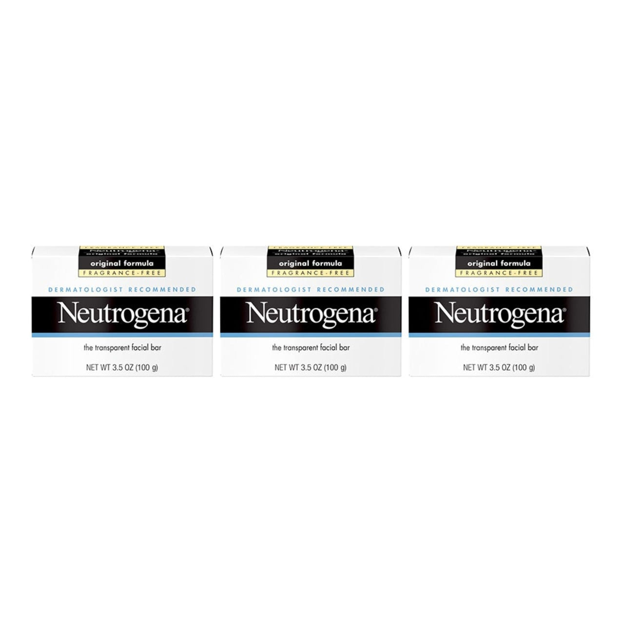 Neutrogena Original Transparent Facial Cleansing Bar, Fragrance-Free Glycerin Face Wash Bar Soap for Gentle Daily Cleansing, Hypoallergenic & Dye-Free Pure Facial Soap, 3.5 oz