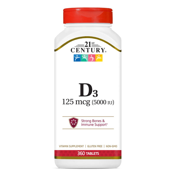 21st Century D3 5000 IU Tablets, 360 Count (Pack of 1)