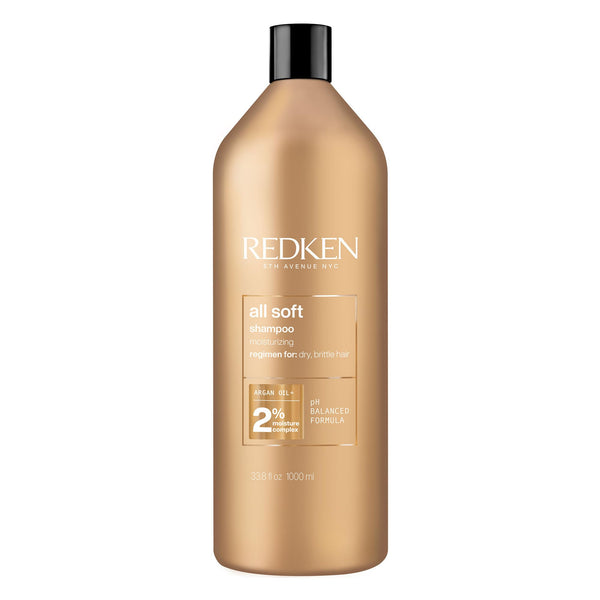 Redken All Soft Shampoo - Moisturizes & Hydrates Dry, Brittle Hair, Gently Cleanses and Softens, With Argan Oil, Safe For Color-Treated Hair, 33.8 Fl Oz