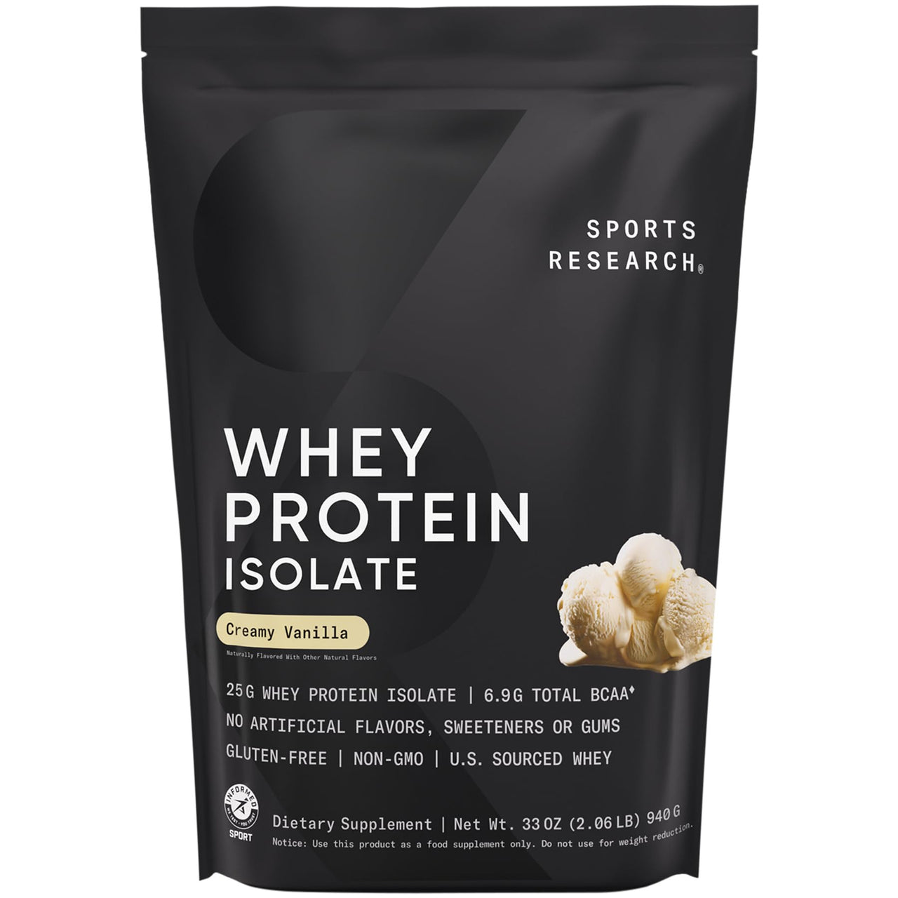 Sports Research® Whey Protein Isolate Vanilla Flavored (2.1 lb), Variety Pack Hydrate Electrolytes Powder Packets (16 Count) and Creatine Monohydrate (1.1 lb)