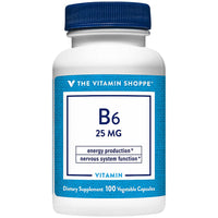 Thumbnail for The Vitamin Shoppe Vitamin B6 25 MG - Brain Health, Mood Support & Protein Metabolism, Daily B Vitamin (100 Vegetable Capsules)