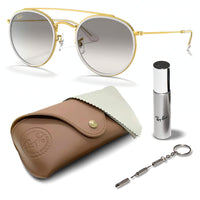 Thumbnail for Ray-Ban RB3647N ROUND DOUBLE BRIDGE Round Shaped Non-Polarized Sunglasses for Men & Women – Includes Official RAYBAN Eyewear Kit – Ideal Formal & Casual Wear Sunglasses – Clear Grey Lens