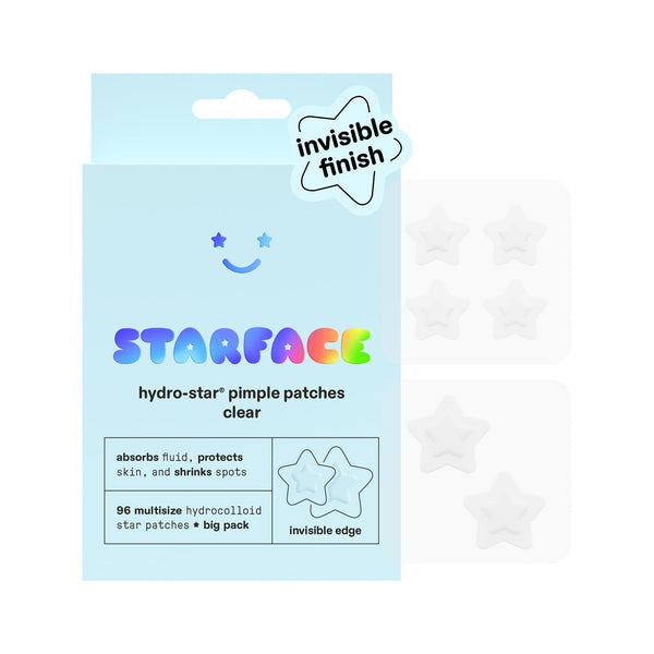 Starface Hydro-Star® Clear BIG PACK Refill, Invisible Hydrocolloid Pimple Patches, Two Sizes, Dermatologist Tested, Covers and Protects Visible Spots, Absorbs Pimple Gunk, Vegan Skincare (96 Count)