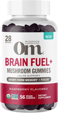 Thumbnail for OM MUSHROOM SUPERFOOD Brain Fuel+ Gummies – USA Grown Organic Lion’s Mane – Supports Memory, Focus & Cognitive Function – Raspberry Flavor – 28 Servings, 56 Count.