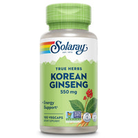 Thumbnail for SOLARAY Korean Ginseng 550 mg - Ginseng Root - Stress, Physical Endurance and Energy Supplements - Non-GMO, Vegan, Lab Verified - 100 Servings, 100 VegCaps