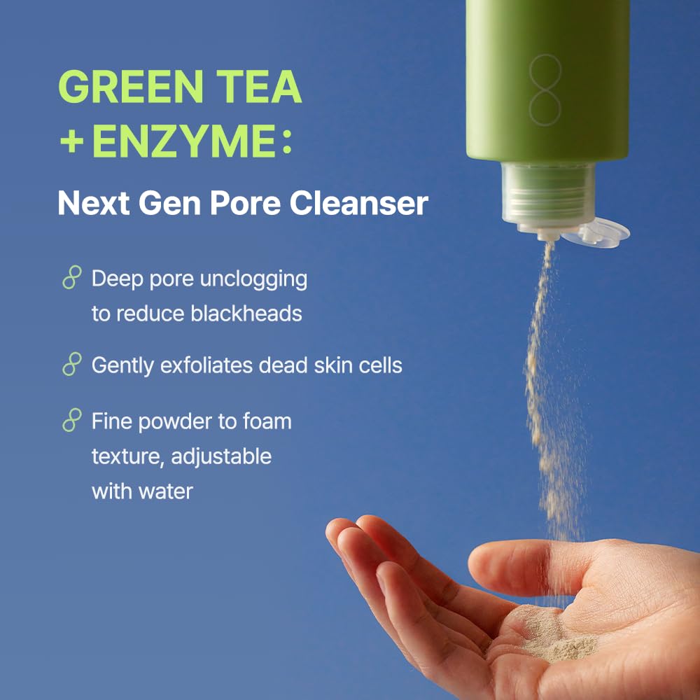 BY WISHTREND Green Tea & Enzyme Powder Face Wash, All-in-one, Hydrating daily facial cleanser and Gentle exfoliator for pores and blackheads (3.88 Ounce (Pack of 1))