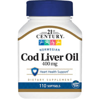 Thumbnail for 21st Century Norwegian Cod Liver Oil, 400 mg, 110 Softgels