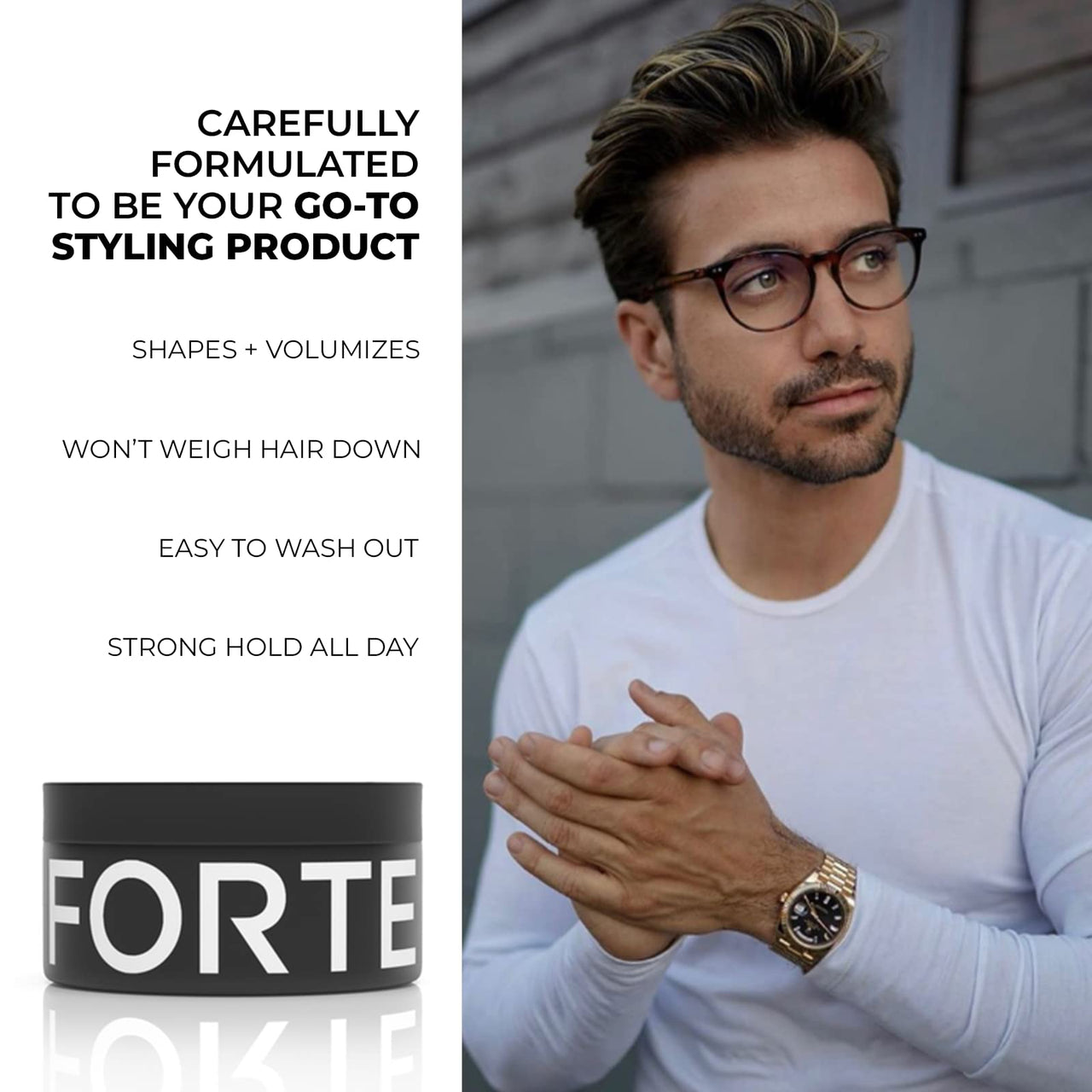 Alex Costa Molding Paste by Forte Series Low Shine Hair Paste for Men Lightweight Hair Texturizer Adds Volume and Definition Medium Flexible (75 ml)