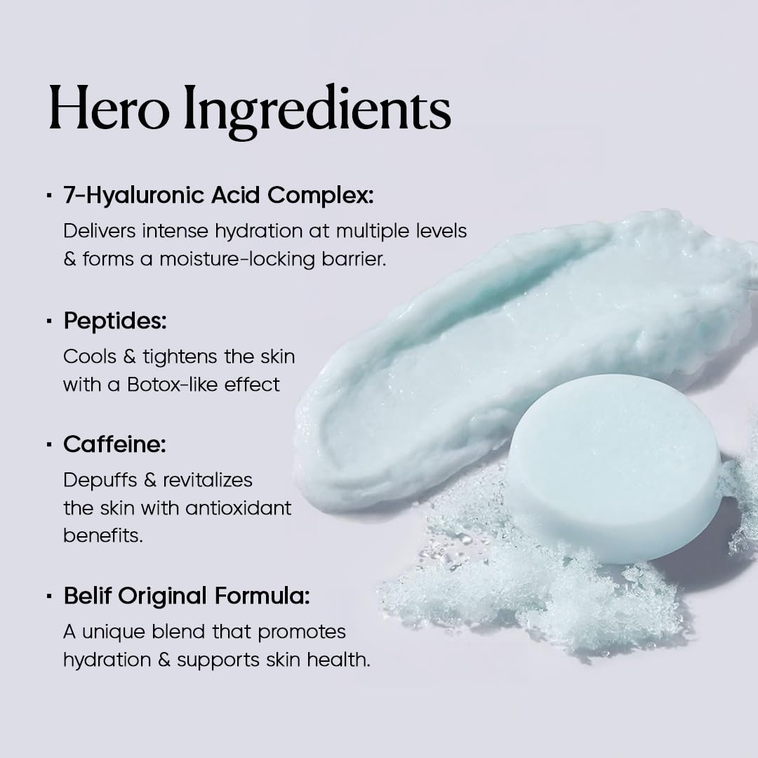 belif Super Drops Multi-7 Hyaluronic Frozen Serum - Hydrating, Soothing, Depuffing Serum with Peptides & Caffeine, Enhances Skin Elasticity, Korean Skincare, 5mlx9EA