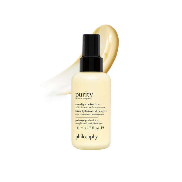 philosophy purity made simple pore ultra-light face moisturizer - with vitamins C & E, green tea, meadowfoam & chia seed oil - nourishing formula delivers 24-hour hydration - 4.7 fl oz
