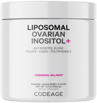Thumbnail for Codeage Liposomal Ovarian Inositol Powder - Myo-Inositol & D-Chiro-Inositol 40:1 Blend, Folate 5-MTHF, CoQ10, Pomegranate & Wild Blueberry - 2-Month Supply - Mixed Berry Flavor - Non-GMO, 60 Servings