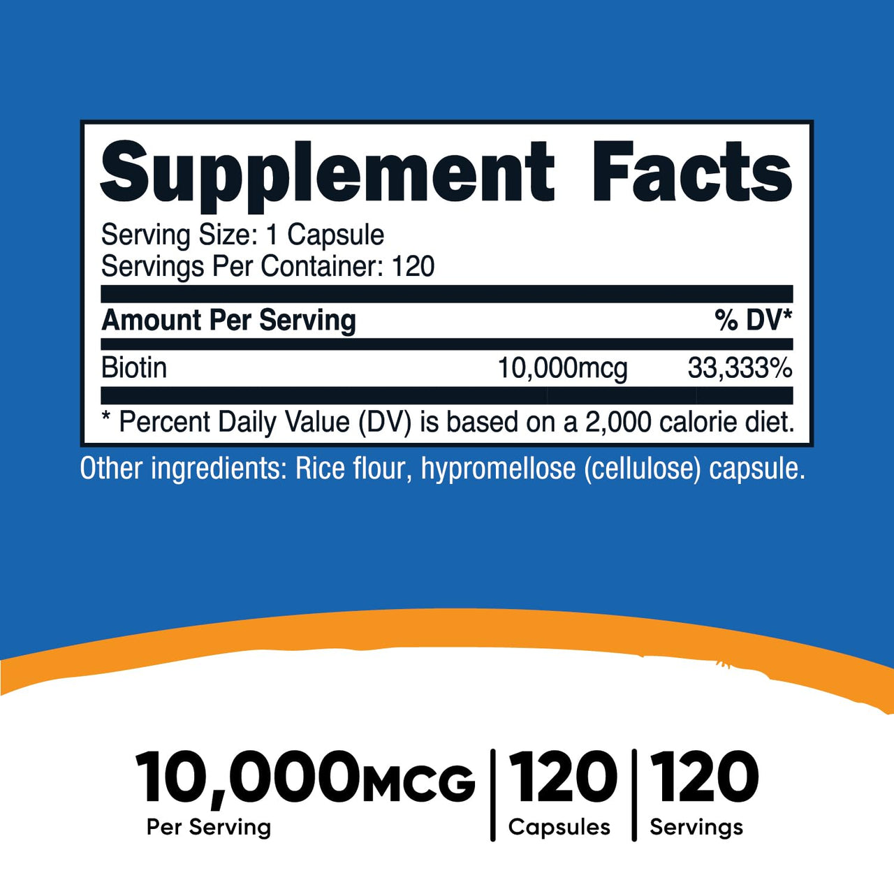 Nutricost Biotin (Vitamin B7) 10,000mcg (10mg), 120 Capsules - Vegan, Gluten Free, Non-GMO