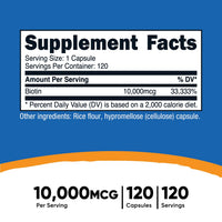 Thumbnail for Nutricost Biotin (Vitamin B7) 10,000mcg (10mg), 120 Capsules - Vegan, Gluten Free, Non-GMO