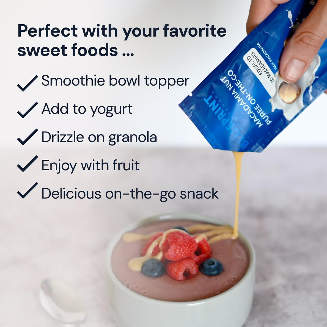 Blueprint Bryan Johnson Macadamia Nut Puree On the Go - 1 Ingredient - No Added Sugar - Non Dairy, Vegan, Non GMO, Keto Friendly (12 Servings) - Add Water for Nut Milk