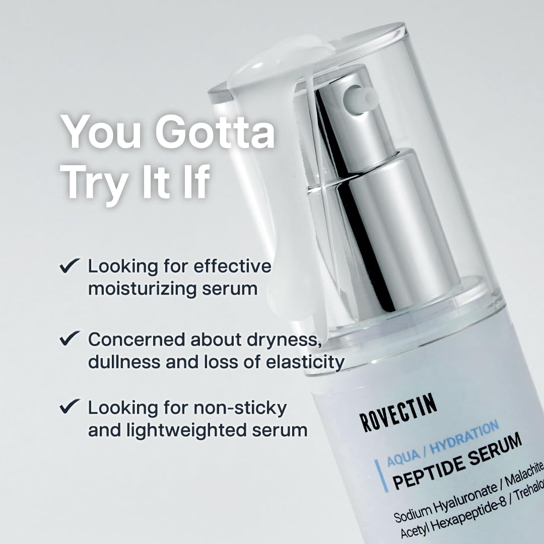 ROVECTIN Aqua Activating Serum - Anti-Aging Facial Serum with Vitamin E, Niacinamide, Hyaluronic Acid | Uneven Skin Tone, Anti-Wrinkle, Intensely Moisturizing | Vegan, Korean Skincare (1.2 fl.oz)