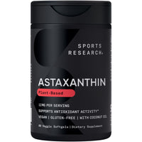 Thumbnail for Sports Research Triple Strength Vegan Astaxanthin Supplement from Algae - Plant Based Softgels for Antioxidant Activity, Skin & Eye Health - Non-GMO Verified, Made with Coconut Oil - 12mg, 60 Count