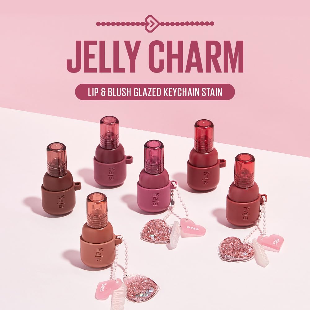 Kaja Lip & Blush Glazed Keychain Stain - Jelly Charm 03 Berry Colada | with Triple Berry Complex, Lemon Fruit Extract & Olive Squalane, Hydrating, Long Lasting Tint