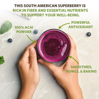 Thumbnail for Sunfood Superfoods Organic Acai Powder - Acai Powder Organic, Acai Powder for Smoothie Bowles, Dried Acai Berry Mix with Antioxidants & Vitamin C, 100% Pure, USDA Organic, Non GMO - 4 Oz Bag