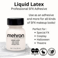 Thumbnail for Mehron Makeup Liquid Latex | SFX Makeup | Halloween | Latex Glue for Skin | Prosthetic Glue 1 fl oz (30 ml) (Clear Flesh)