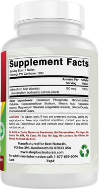 Thumbnail for Best Naturals Kelp Supplement 150 Mcg Tablet, 300 Count
