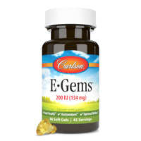 Thumbnail for Carlson E-Gems 200 IU (134 mg), Natural-Source Vitamin E, Optimal Wellness, 90 Soft Gels