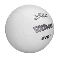 Thumbnail for Wilson AVP Soft Play Volleyball - Official Size, White, 18-Panel, Machine-Sewn Construction, Butyl Rubber Bladder, Sponge-Backed Synthetic Leather Cover, Ideal for Ages 13 and Up