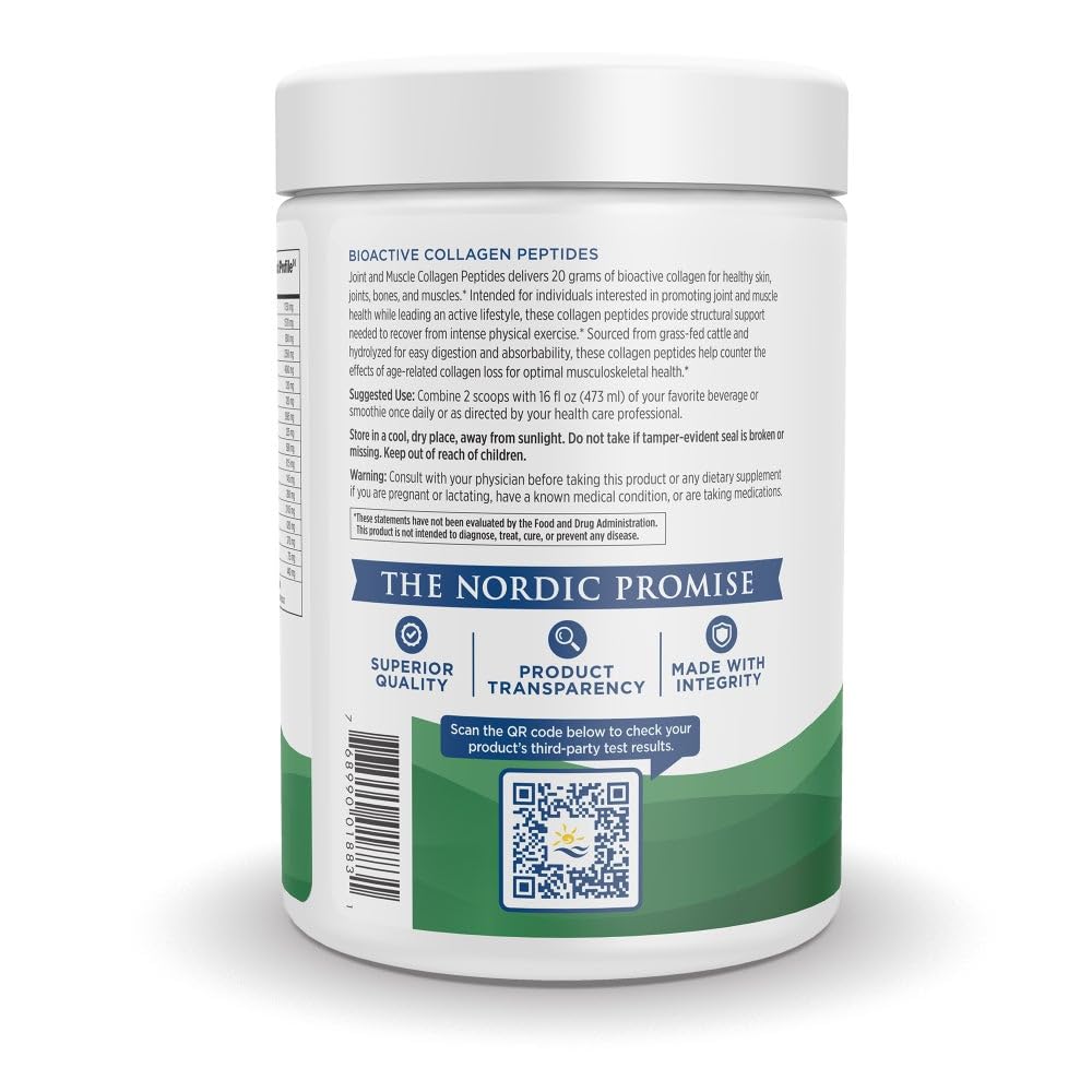 Nordic Naturals Joint & Muscle Collagen Peptides, Unflavored - 10.6 Ounces - Collagen Supplement for Skin Health and Joint Mobility - 15 Servings