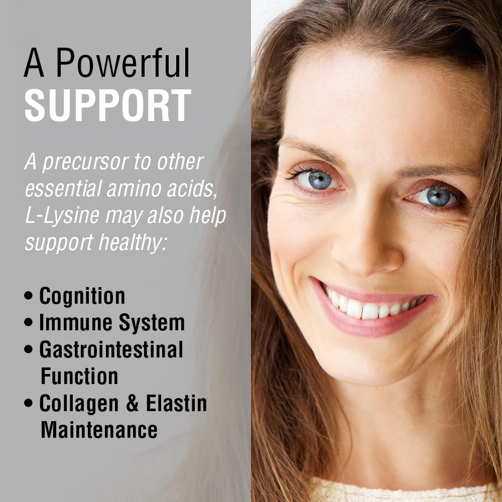 SOLARAY L Lysine 500 mg Capsules - Free-Form Essential Amino Acids Supplement - Powerful Wellness Support with L-Lysine Amino Acid - Lab Verified, 60-Day Guarantee, 120 Servings, 120 VegCaps