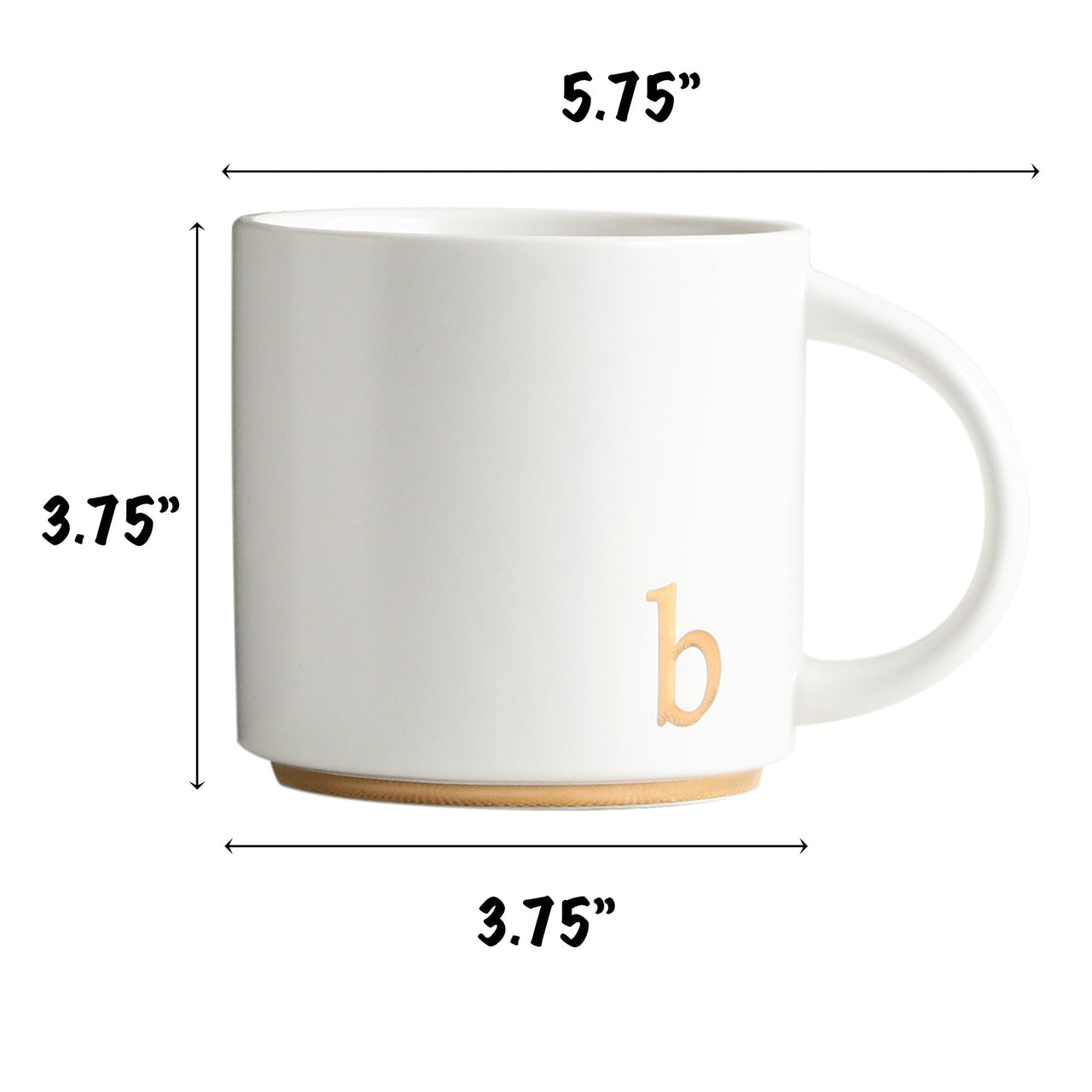 COLLECTIVE HOME - Monogram Ceramic Mugs, 15 oz Golden Initial Coffee Cups, Elegant Alphabet Tea Mugs, Elegant Personalized Mug with Gift Box, Luxurious Cups for Office and Home (b)