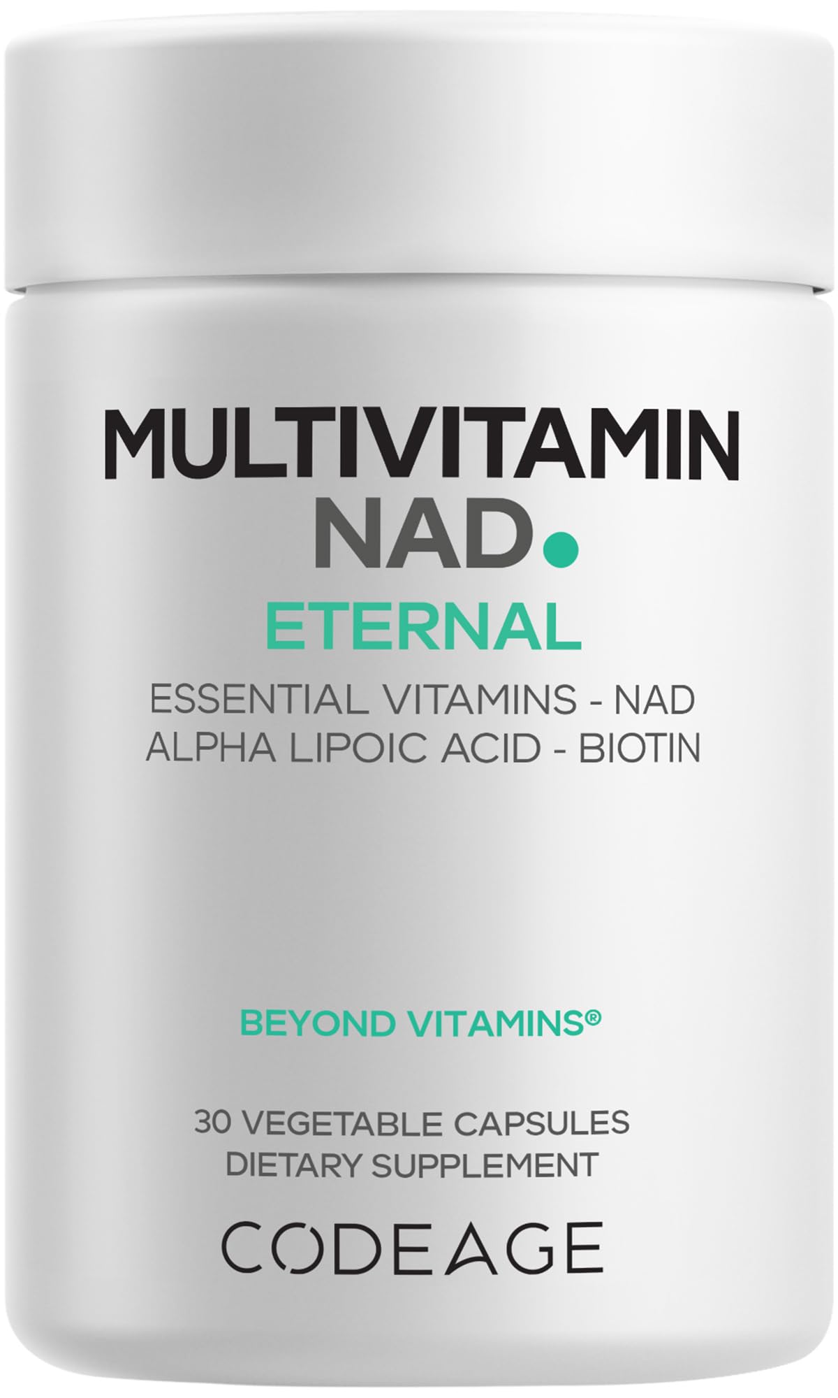 Codeage Multivitamin NAD Supplement - NAD+ Energy & Healthy Aging Support - Vitamin D3 K2, P5P, Methylated B12, Alpha Lipoic Acid, Folate, Riboflavin, Biotin, B Complex Pills - Non-GMO - 30 Capsules