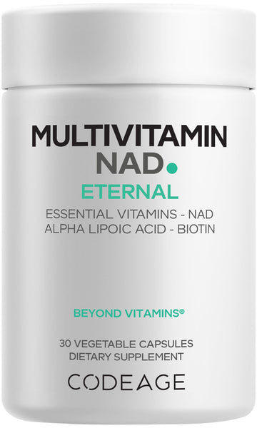 Codeage Multivitamin NAD Supplement - NAD+ Energy & Healthy Aging Support - Vitamin D3 K2, P5P, Methylated B12, Alpha Lipoic Acid, Folate, Riboflavin, Biotin, B Complex Pills - Non-GMO - 30 Capsules