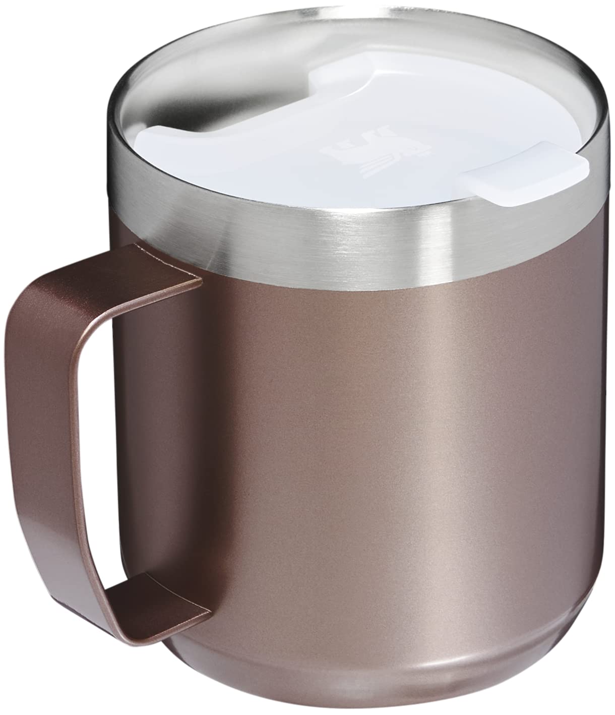 STANLEY Stay Hot Camp Mug - Durable 18/8 Stainless Steel Insulated Mug - Splash-Free Tritan™ Drink-Thru Lid - 12 OZ - Rose Quartz Glow