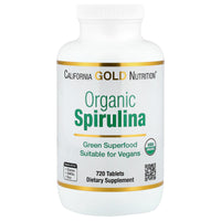 Thumbnail for California Gold Nutrition Certified Organic Spirulina, USP Verified, USDA Organic, Non-GMO, 500 mg, 720 Vegetarian Tablets