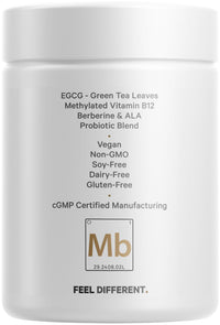 Thumbnail for Codeage M-Burn Optimized Supplement - Decaffeinated Green Tea Std. to 50% EGCG, Berberine, Akkermansia, Vitamin B12 - Probiotics - Vitamins - 60 Capsules