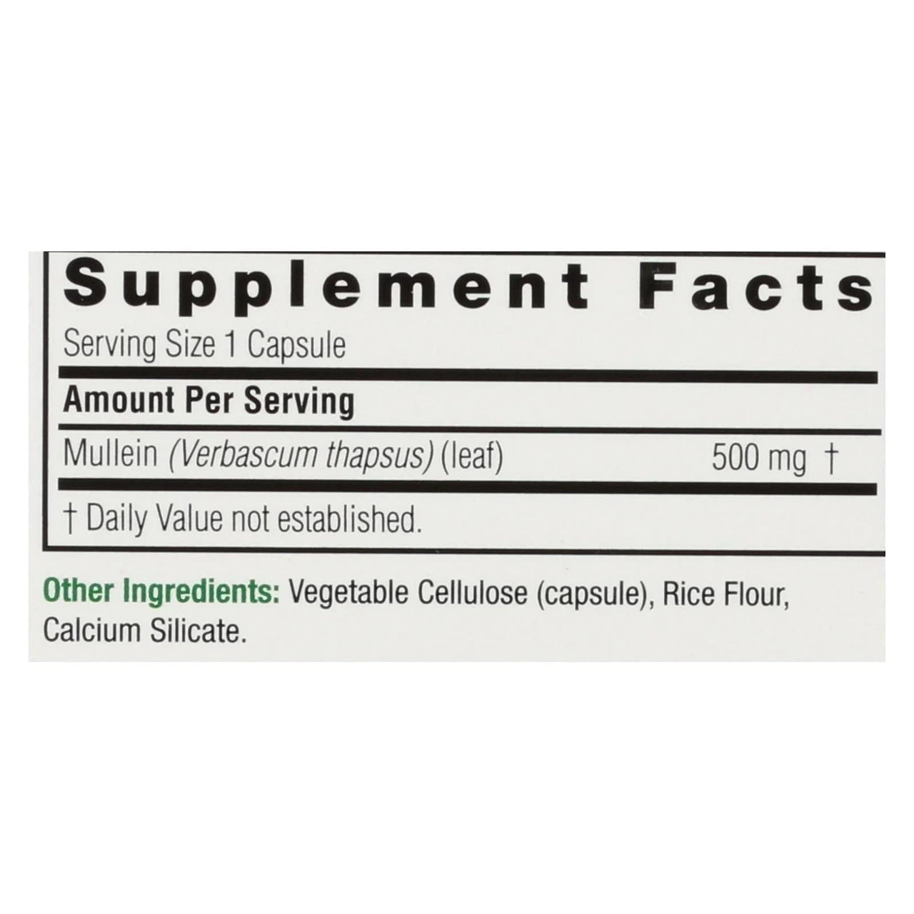 Nature's Answer Mullein Leaf Capsules 90 - Alcohol Free, Vegetarian, Vegan, Gluten Free - Mullein capsuels for Lungs - Supports Respiratory Function & Lung Health