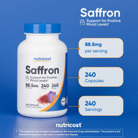 Thumbnail for Nutricost Saffron Extract 88.5mg, 240 Capsules - Veggie Caps, Non-GMO, Gluten Free