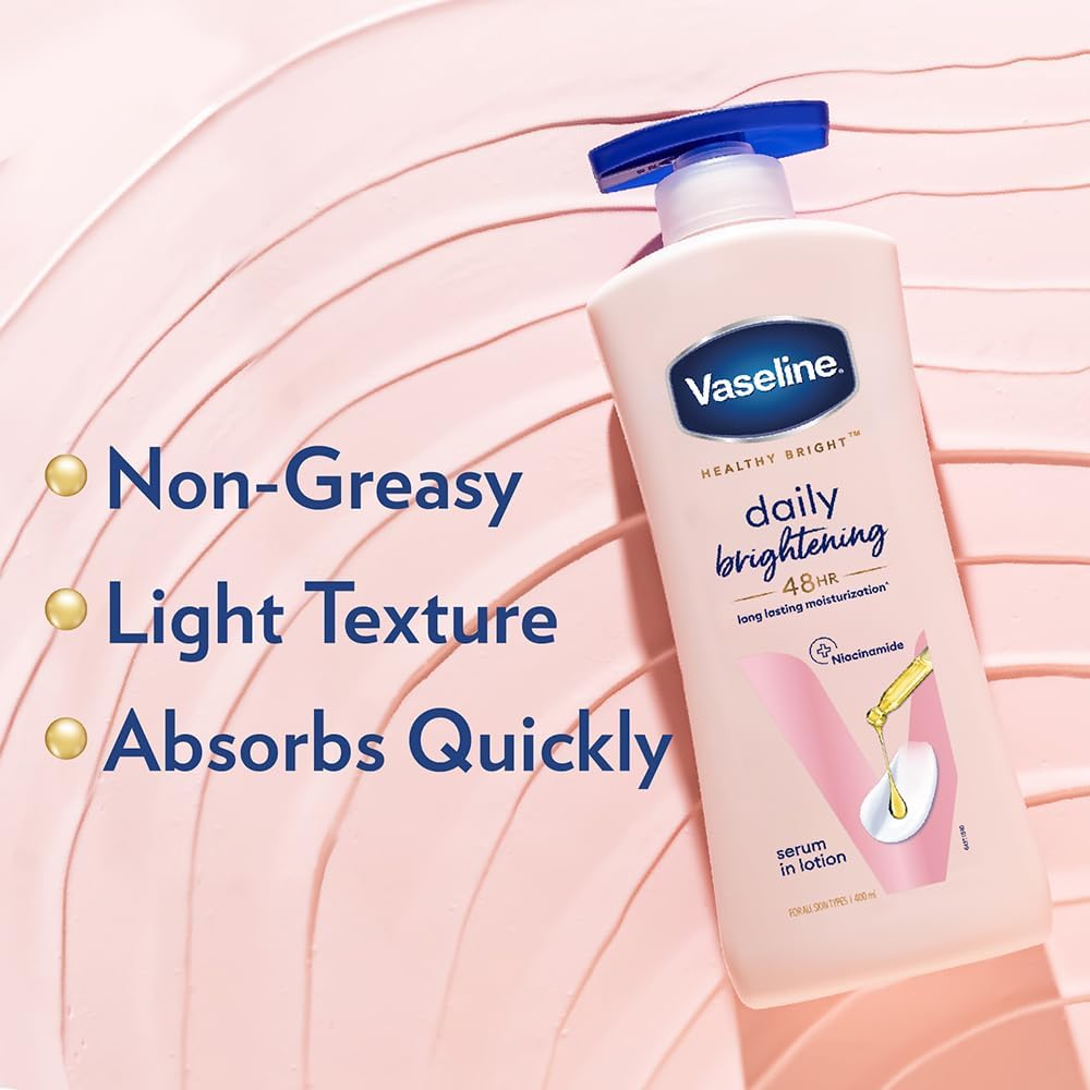 Vaseline Healthy Daily Body Lotion with Vitamin B3, Lightweight Daily Use Moisturizing Lotion – 400 ml (13.52 fl oz)