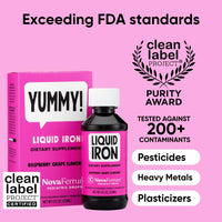 Thumbnail for NovaFerrum Yummy | Pediatric Drops Liquid Iron Supplement for Infants and Toddlers | Liquid Iron for Kids | 15mg of Iron Per 1mL Dose | Ages 4 & Under | Gluten Free Certified | Sugar-Free | Raspberry
