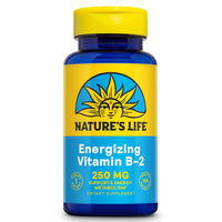 Thumbnail for Nature's Life Vitamin B-2 250 mg - Vitamin B2 Energy Pills for Metabolism Support - High-Potency Riboflavin Plus Calcium Supplement - One Per Day - 100 Servings, 100 Tablets