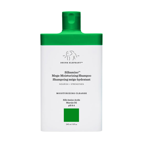 Drunk Elephant Silkamino Mega-Moisturizing Shampoo - 240 ml/8 fl oz - Silk Amino Acids - Clean Clinical - Sulfate-Free - Cruelty-Free - Dermatologist-Tested - Free of Essential Oils, Silicones, SLS
