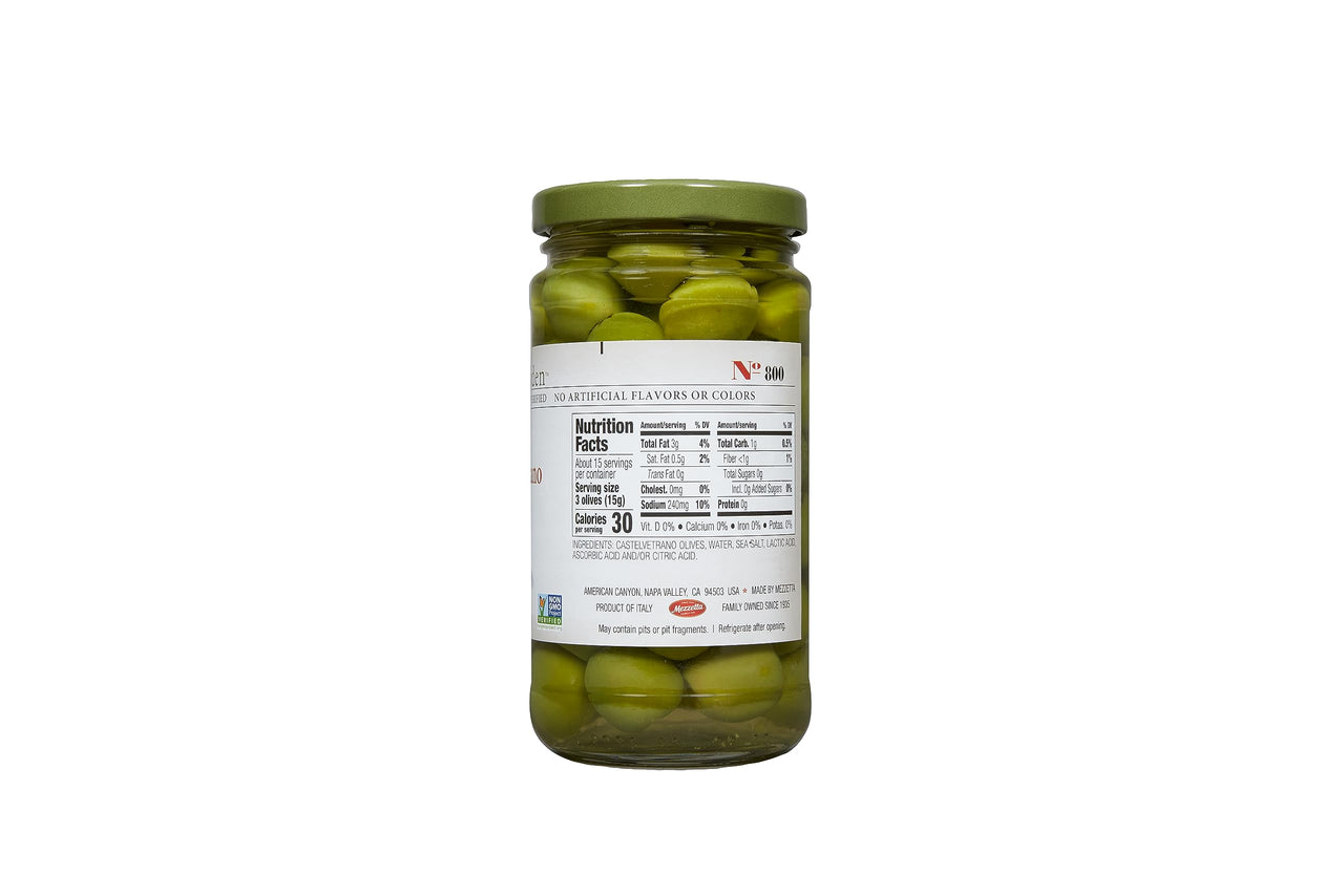 Jeff's Garden Whole Castelvetrano Olives | Non-GMO, Gluten Free, Keto, Vegan | 7.5 Ounce Drained Weight Jar (Pack of 6)