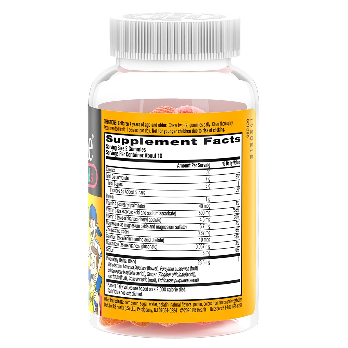 Airborne 500mg Vitamin C + Zinc Immune Support Supplement Gummies for Kids, Assorted Fruit Flavor, Gluten Free Crafted Blend with Powerful Antioxidants Vitamins C & E, 21 Gummies (4 Pack)