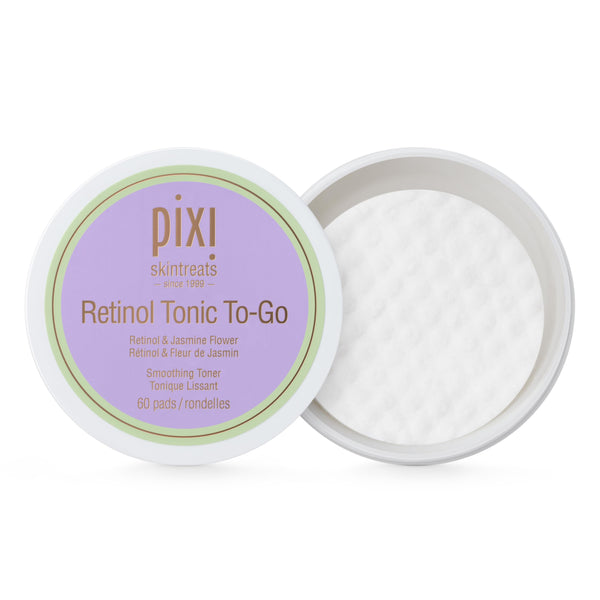 Pixi Retinol Tonic to-Go, Smoothing & Firming Toning, Enhanced with Peptides to Boost Collagen Production, Alcohol-Free Daily Rejuvenating Toner On The Go, 60 Pads