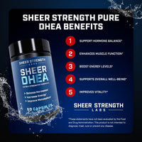 Thumbnail for DHEA Supplement for Men DHEA 100mg - Pure DHEA Supplement for Men for Strength and Hormone Balance - DHEA for Women and Men - High Purity Enhanced Absorption 60 SV USA